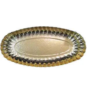 Greaseproof food grade oval golden plates paper food serving dish cake tray heavy duty paper tray