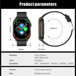 Montre connectée QX17 2.01" 420mAH avec boussole, moniteur de fréquence cardiaque, SpO2, suivi du <span class=keywords><strong>cycle</strong></span> <span class=keywords><strong>menstruel</strong></span> féminin, sports de plein air, étanche IP68 - Product Image 4