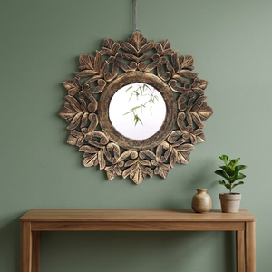 Affordable Price Black <b>Round</b> Wooden <b>Wall</b> <b>Mirror</b> Stylish Design Used for Home Indoor Decoration - Product Image 1