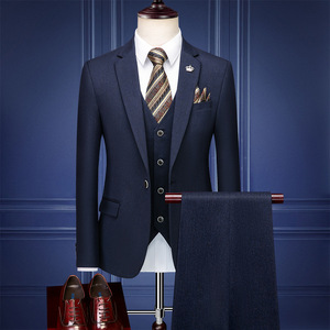 Completo Italiano di Alta Qualità per <span class=keywords><strong>Uomo</strong></span>, <span class=keywords><strong>Abito</strong></span> a Righe Tre Pezzi, Blazer per Affari, Matrimoni e Occasioni Formali - Product Image 2