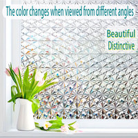 Película de ventana de vidriera de diamante en relieve estático de PVC moderno de alta calidad película de vidrio de privacidad decorativa a prueba de agua de 3 años