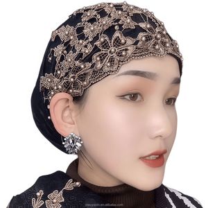 Nuevo pañuelo para la cabeza YASEEN para mujer, plisado, con encaje retorcido, musulmán, árabe, indio, transpirable, ecológico, juego de cuatro piezas - Product Image 3