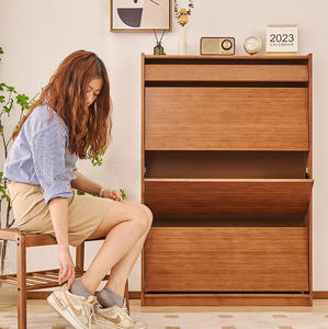 ארון נעליים מתלה במבוק מותאם אישית עם 3 מגירות להעיף - Product Image 2