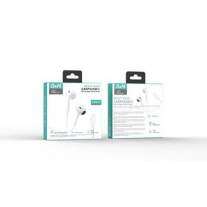 Auriculares S&N Heavy Bass con cable USB-C, intrauditivos con micrófono para teléfonos - Product Image 1