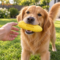 Kinghon Corn Design Rubber Chew Stick for Aggressive Chewers Squeaky Molar Dog Toy for Teeth Cleaning Interactive Pet