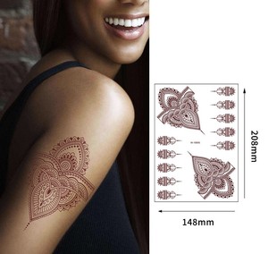 Pegatinas <span class=keywords><strong>de</strong></span> Tatuaje <span class=keywords><strong>de</strong></span> Henna Rojo Marrón, Pegatinas <span class=keywords><strong>de</strong></span> Tatuaje <span class=keywords><strong>de</strong></span> Encaje Indio, Se Pueden Usar para <span class=keywords><strong>Tatuajes</strong></span> en Manos, Brazos y Arte Corporal - Product Image 1