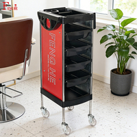 Chariot de service à roulettes pour salon, rouge, 4 tiroirs, panneau composite en aluminium, vente en gros