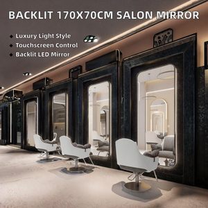 Espejo de Maquillaje de Pared con Pantalla Táctil LED Retroiluminada de Metal de Lujo de 170*70cm para Salón de Belleza y Barbería - Product Image 2
