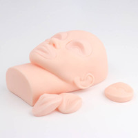 Tête de mannequin carrée en silicone remplaçable pour la pratique du microblading, du PMU, du tatouage des yeux, des sourcils et des lèvres, et de l'extension de cils – Outil de beauté