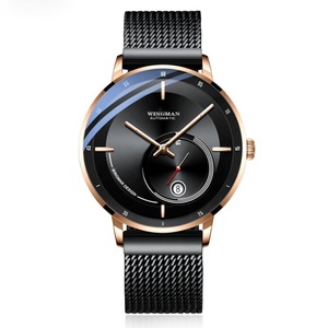 Reloj de Pulsera de Acero Inoxidable, Diseño de Esqueleto de Lujo, Esfera Curva, Cristal Mineral de Doble Cúpula, Reloj Mecánico Automático - Product Image 2