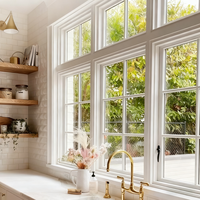 Ventanas Modernas de Triple Vidrio Abatibles, Insonorizadas, con Marco de Aleación de Aluminio Térmico, Barra de Seguridad, para Cocina, Villa, Hotel, Apartamento