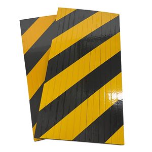 Tiras reflectantes anticolisión, amarillas, negras, diagonales, de PVC, autoadhesivas, protección para coches de garaje, rectangulares, 120 cm x 30 cm - Product Image 1