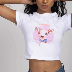Organic Cotton Fashion Baby Tee Sustainable <strong>Women</strong> Sexy <strong>Slogan</strong> Printed Crop Tee Eco Friendly Crop <strong>t</strong> <strong>Shirt</strong> - Product Image 4