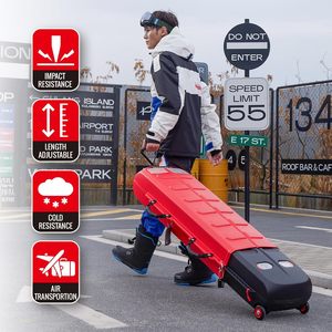 Professional OEM Custom Wheeled Genuine Leather Detachable Waterproof 36-55L Capacity <b>Ski</b> Double Snowboard Bags Factory Direct - Product Image 6