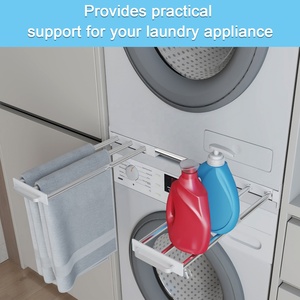 Kit d'empilage de linge 24 "-27" adapté à la laveuse-sécheuse de taille universelle avec deux étagères rétractables <span class=keywords><strong>pour</strong></span> suspendre les serviettes. - Product Image 3