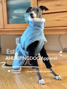 Denim Chest Bag Cape Dog Clothes <strong>Fleece</strong> Lined Warm <strong>Greyhound</strong> Whippet Outfit Stylish Pet Casual All Seasons - Product Image 3
