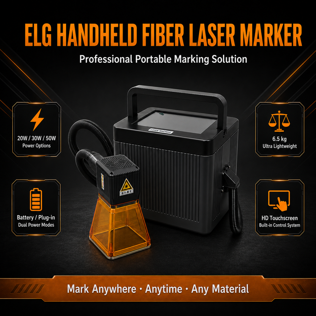 New 20W/30W/50W Portable Handheld Fiber Laser Marking Machine with HD Touchscreen Supporting DXF/PLT/AI/LAS for Metal Engraving