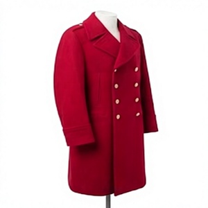 Nouveau Manteau d'Hiver Imperméable en Tissu 100% Laine Rouge pour Hommes, Idéal pour la Reconstitutions Historiques Coloniales et Révolutionnaires - Product Image 3
