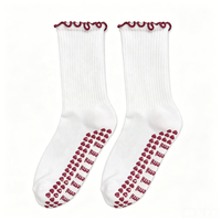 Chaussettes de sport en coton pour femme, antidérapantes, avec logo, pour ballet et Pilates, à volants imprimés, personnalisables, collection automne