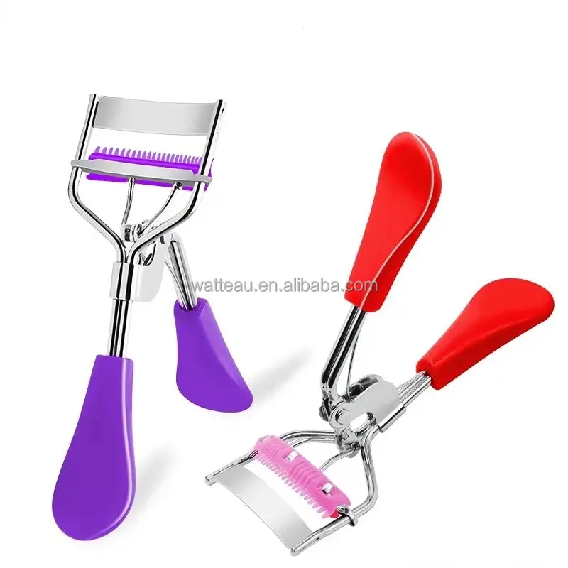 Professional 1pc Folding Stainless Steel Comb Eyelash Curler Auxiliary Eyelash Curling Clip Slanted False Eyelashes Tweezer Bag