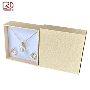ROGOOD Boîte d'emballage pour bijoux <span class=keywords><strong>en</strong></span> papier texturé <span class=keywords><strong>en</strong></span> <span class=keywords><strong>lin</strong></span> de haute qualité 70*70*30mm, coffret cadeau exquis pour bijoux P2270 - Product Image 1