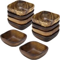 Bol carré en bois d'acacia, idéal pour salades, snacks, nouilles et fruits – Accessoire de table pour fêtes