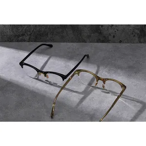 Gafas de Ojos de alta calidad, anteojos de sol de alta calidad, en Stock, puente de Metal, acetato, temple y ojo de gato delantero, marcos de gafas ópticas