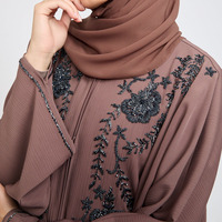 Nouvelle Abaya de luxe brodée de perles sur mesure pour le Moyen-Orient, grande taille, vente en gros, ensemble Abaya brodé musulman de Dubaï