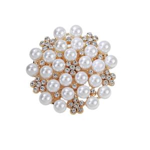 Broche de luxe personnalisée classique avec camélia, perle et alliage plaqué, boucle pour foulard en soie, pour mariage ou cadeau féminin - Product Image 4