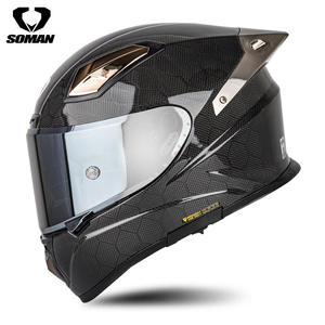 Casque de course intégral en fibre de carbone SOMAN X8 Professional pour hommes et femmes, nouveau graphisme, moto, quatre saisons, double D DOT - Product Image 5