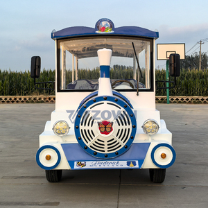 รถบัสไฟฟ้าสำหรับเที่ยวชมสถานที่ 30 ที่นั่ง สีขาวหลังคาสีน้ำเงิน เปิดข้างได้ เหมาะสำหรับการขนส่งในสวนสาธารณะ - Product Image 2