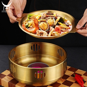 Fornello Rotondo Coreano per Riscaldamento Cibo, Barbecue e Isolamento con Manici, per Ristoranti all'Aperto, Riscaldamento ad Alcool, Antiscottatura - Product Image 5