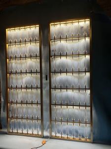 <span class=keywords><strong>Paravent</strong></span> moderne de luxe en acier inoxydable doré et verre cristal avec éclairage LED pour hall d'hôtel, salon, séparateur décoratif - Product Image 3