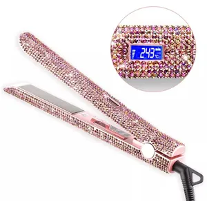 Tóc ép tóc Curler Bling kim cương phẳng sắt Rhinestone thẳng Irons chuyên nghiệp nhiệt cao Salon công cụ tạo kiểu tóc