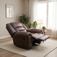 Fauteuil inclinable manuel en cuir véritable européen de qualité supérieure, dossier haut ergonomique, repose-pieds individuel, poignée de traction, pour salon