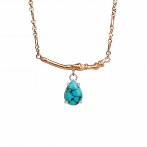 Collier tendance en cuivre plaqué or 14 carats avec pendentif goutte d'eau en zircon, bijou pierre de naissance - Product Image 6