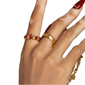 Design tranquillo stile Vintage retrò geometrico oro 18K acciaio inossidabile tigre occhio di pietra anello donna alla moda Cross-Border Design - Product Image 3