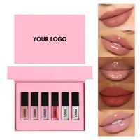 Ensemble de maquillage tendance personnalisé avec logo, 6 couleurs, rouge à lèvres liquide hydratant, imperméable, mat, kit de rouge à lèvres