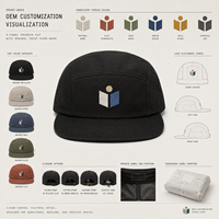 Casquette en toile de coton à 5 panneaux, marque privée, unisexe, avec patch personnalisé