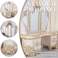 Meubles de chambre élégants de style français vanité de maquillage en bois massif grande coiffeuse miroir vintage de luxe