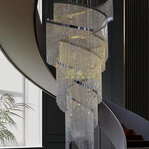 Lámpara de Araña de Cristal Moderna para Vestíbulo de Hotel, Villa, Decoración en Espiral, Lámpara Colgante Personalizada para Escalera Larga - Product Image 2