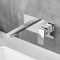 Keran Wastafel Tersembunyi NZMAN Baby Chrome, 2 Lubang, Tuas Tunggal, Kartrid Keramik untuk Hotel