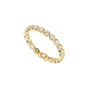 Milskye Trendi Perhiasan 925 Sterling Silver Rings18k Zirkon Berlapis Emas Bezel Keabadian Cincin untuk Wanita