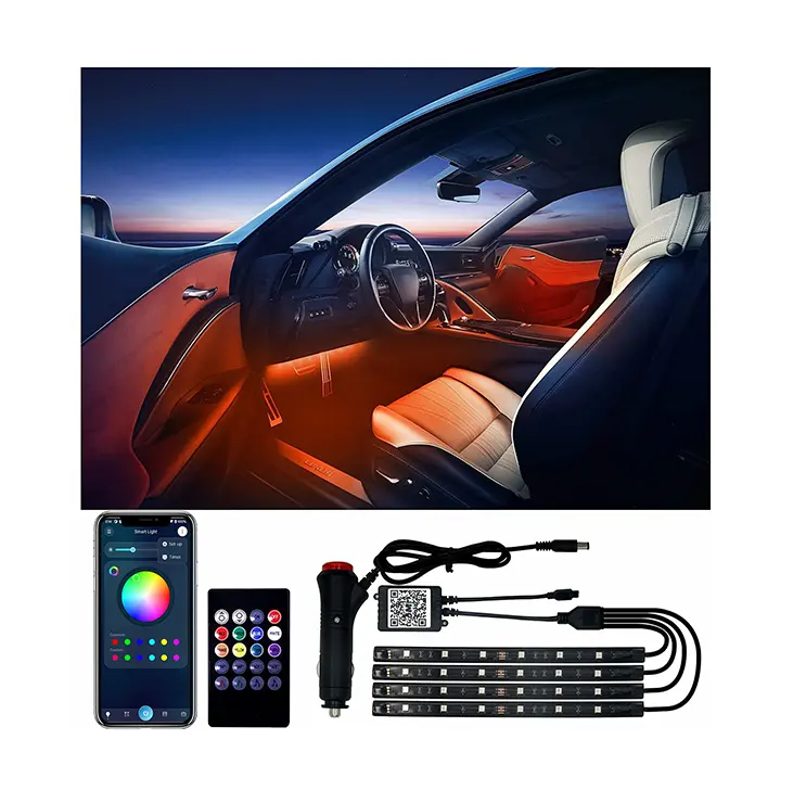 Cigarette Adapter 12V RGB 5050 APP LED Bulb for Car Interior Ambient Lights Accessories Waterproof Strip LEDs Lighting