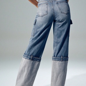 Nueva Llegada, Precio Bajo, Jeans Anchos Personalizados para Mujer, Jeans Urbanos 100% Algodón, Lavado Ácido, Estilo Cargo, Jeans Holgados - Product Image 3