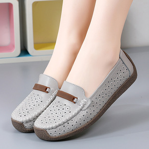 Scarpe Casual da <span class=keywords><strong>Donna</strong></span> Taglie Forti, <span class=keywords><strong>Mocassini</strong></span> Perforati Autunnali Slip-On, Soletta Morbida in PU, Suola in Gomma Confortevole, Vera Pelle - Product Image 5