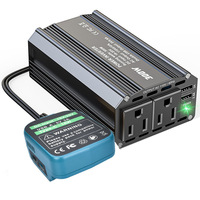 Convertisseur de puissance portable en aluminium, 110V, 300W, câble adaptateur de 60CM pour batterie d'outil électrique Milwaukee, Ports USB/Type-C
