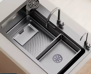 Kitchen <b>Sink</b> Stainless Steel Double Bowl with <b>Drainer</b> Board Right Hand - Product Image 4