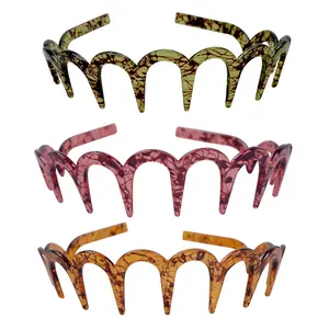 Zig Zag Black Plastic Sharks Tooth Hair Comb Headband Comfort Wavy Toothed Hairband Hard Headband for Women
