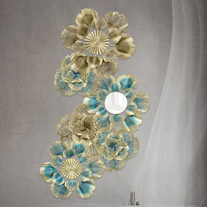 <strong>Wall</strong> <strong>Decor</strong> Nordic Flower Mirror Bedroom <strong>Living</strong> <strong>Room</strong> Hanging <strong>Metal</strong> Modern Accents Gold Luxury Art Decorative Home <strong>Wall</strong> <strong>Decor</strong> - Product Image 1